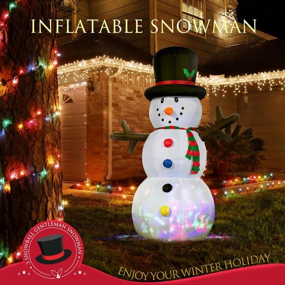 🆕8FT Christmas Inflatable Snowman with Colorful Button Outdoor Decoration - Picture 4 of 9